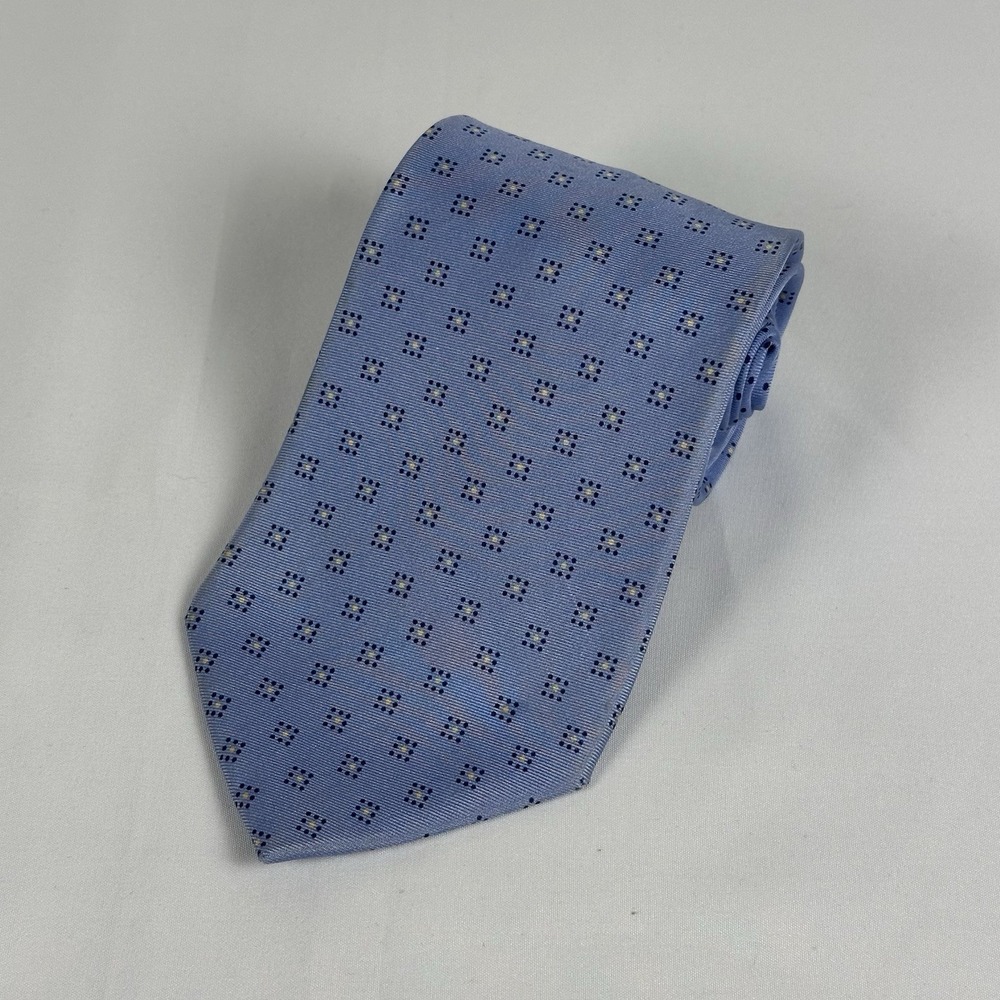 Tommy Hilfiger Silk Tie Vintage Sky Blue Micro Dot Geometric USA 3.75" W 58.5" L